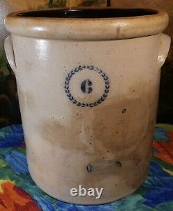 Late 19th Century J. Pech & Sons 6 Gallon Stoneware Crock Made in Macomb, IL