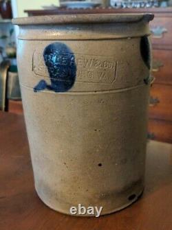 Lehew & Co Strasburg Virginia Antique Blue Decorated Crock Stoneware as is