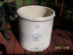 Lowell Stoneware Illinois 15 Gallon Crock Cooler Jar Rare Bail Handles and Drain
