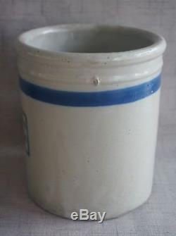 MAY'S GROCERIES Kingsley, IA BEATER JAR Blue Decorated Stoneware Red Wing