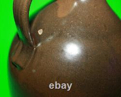 MOLASSES JUG PITCHER STONEWARE CROCK BROWN WITH SPOUT & HANDLE Stamped Cortland