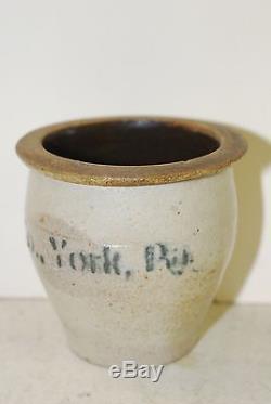 Miniature stoneware crock, PSCO, York, Pa, 1894-1906, 2 13/16 high