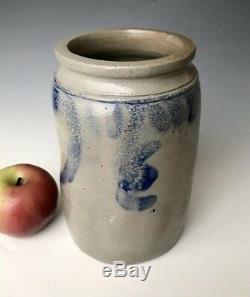 NR Antique Stoneware 1/2 Gal PA Canning or Fruit Jar Crock with Cobalt, ca. 1875
