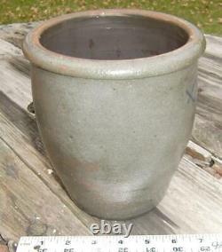 Neat Small Blue Decorated Stoneware Crock 1/2 Gal with Five Blue X's L@@K