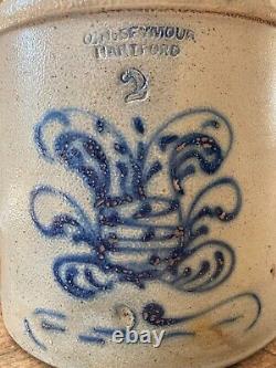 Nice! Antique 19th C Oh Seymour Hartford Salt Glazed Stoneware Crock Cobalt Blue
