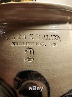 O. L. & A. K. Ballard Antique 19th Century Burlington Vermont Stoneware Crock