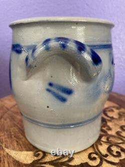 Old Antique German Westerwald Blue Salt Glaze Stoneware Crock