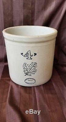 Old Vintage Western Stoneware Company 4 Gallon Crock Jar Maple Leaf