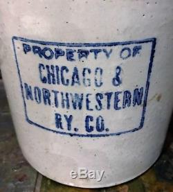 One Gallon Chicago & Northwestern Ry Co Railroad Rr Whiskey Crock Stoneware Jug