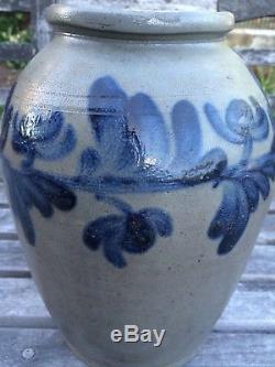 Ovoid Cobalt Decorated Stoneware Crock/Jar VA/MD Mint Condition AAFA