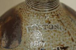 Ovoid Stoneware Brown Salt-glaze Jug Stamped Boston 1800's
