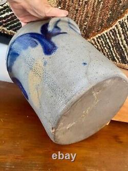 PARR Family Richmond, VA Salt-Glazed Stoneware Crock with Cobalt Feather Design