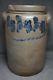Peter Herrmann 4 Gal. Blue Decorated Stoneware Crock Signed 14 3/4