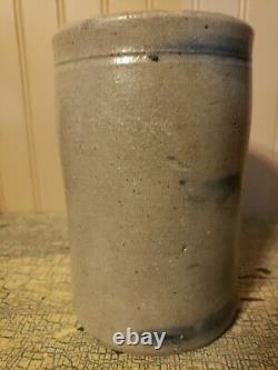 Pa Striper Stovepipe Crock Primitive A Small Size Salt Glaze Stoneware