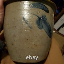 Pennsylvania Salt Glazed Stoneware Crock with Cobalt Blue 1 Gal 19th Century AAFA