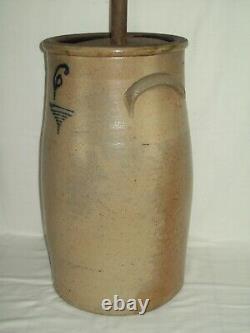 Primitive #6 Bee Sting Stoneware Butter Churn Crock Early Red Wing Salt Glaze