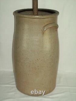 Primitive #6 Bee Sting Stoneware Butter Churn Crock Early Red Wing Salt Glaze
