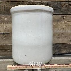 Primitive 6 Gallon Western Stoneware Crock, Monmouth, Blue Lilly Stamp