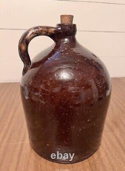 Primitive Beehive Whiskey Jug Large 12 Antique Brown Salt Glaze Stoneware Crock