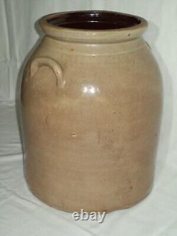 Primitive Blue-Bird Stoneware Crock Awesome Cobalt Design Displays Well