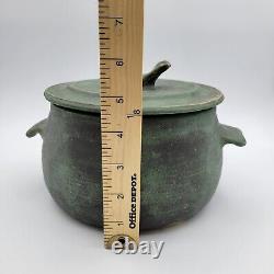 Primitive Crock Fermenting Pot Grease Art Pottery Stoneware Bird Finial Signed