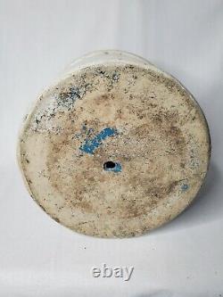 Primitive E. S. &B 2-Gal Beige Salt Glazed Stoneware Crock Blue Cobalt Stencil