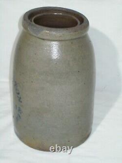 Primitive Hamilton & Jones Salt Glaze Stoneware Crock Container Displays Well