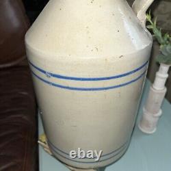 Primitive Rare Stoneware Jug Crock With Handle Good Condition