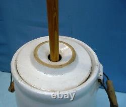 Primitive Stoneware Butter Churn 3 Gallon Stoneware, Crock + lid + dasher