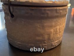 RAREANTIQUE INDIAN PEACE SWASTIKA BUTTER STONEWARE DAIRY FARM CROCK WithHandle