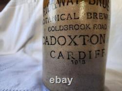 RARE 1918 Ridgeway Bros Botanical Brewers Cadoxton & Cardiff Stoneware Jug Crock