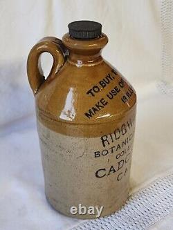 RARE 1918 Ridgeway Bros Botanical Brewers Cadoxton & Cardiff Stoneware Jug Crock