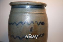 RARE 2 Gallon Decorated Stoneware Crock Churn Salt Glazed Estate find Unusual