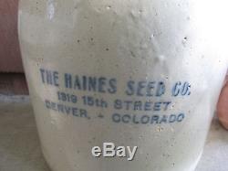 RARE Antique Advertising STONEWARE CHICKEN Waterer HAINES SEED CO Denver CO