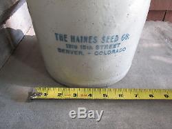 RARE Antique Advertising STONEWARE CHICKEN Waterer HAINES SEED CO Denver CO