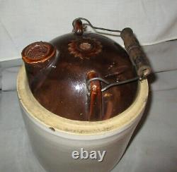 RARE Antique BURLEY & WINTER STAR TOP Whiskey Crock Jug Stoneware Bail Handle