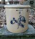 Rare Antique Blue Decorated Penn Yan Stoneware Crock Looking Glass Orchid 4 Gal