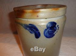 RARE Antique John Bell Pa. Blue Decorated Stoneware Pottery Table/Pantry Crock