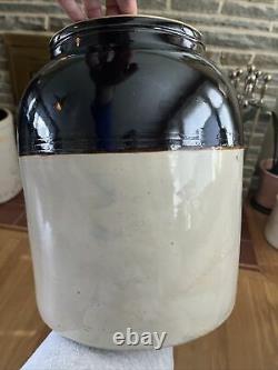 RARE Antique Pfaltzgraff 4 Gallon Canning Crock Brown & Ran Glazed Stoneware