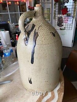 RARE Antique Primitive Salt Glazed Stoneware 20 Tall Crock Jug