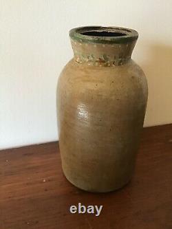 RARE! Antique Stoneware Crock COWDEN & WILCOX Jar Vase Painted Flower Unique