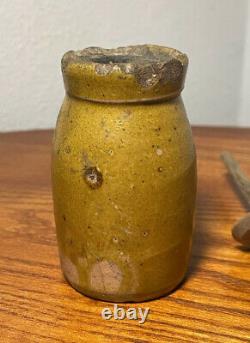 RARE Antique Stoneware Mini Salesman Sample Butterchurn Crock Pottery