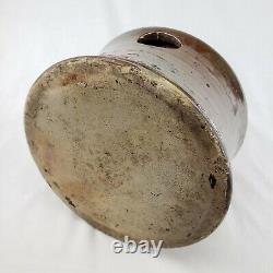 RARE Antique Stoneware Spittoon E. W. Farrington Elmira NY Albany Slip Crock