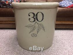 RARE Birchleaf Very Early Antique Red Wing Union Stoneware 30 Gallon Crock