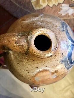 RARE THOMAS COMMERAW OVOID STONEWARE 2 GALLON DECORATED and MARKED JUG