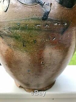 RARE THOMAS COMMERAW STONEWARE OVOID ca. 1815 DECORATED AND MARKED CORLEARS HOOK