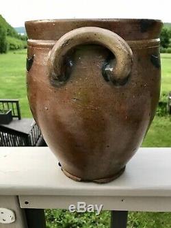 RARE THOMAS COMMERAW STONEWARE OVOID ca. 1815 DECORATED AND MARKED CORLEARS HOOK