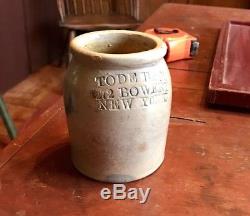 RARE TODE BROTHERS of NEW YORK STONEWARE OYSTER JAR. As made condition