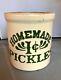 Rare Vintage Antique Homemade 1c Cent Pickles Crock Stoneware 1/2 Gallon Friends