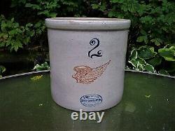 REDWING 2 GALLON CROCK NO CHIPS, CRACKS OR HAIRLINES BIG DARK WING 1920s